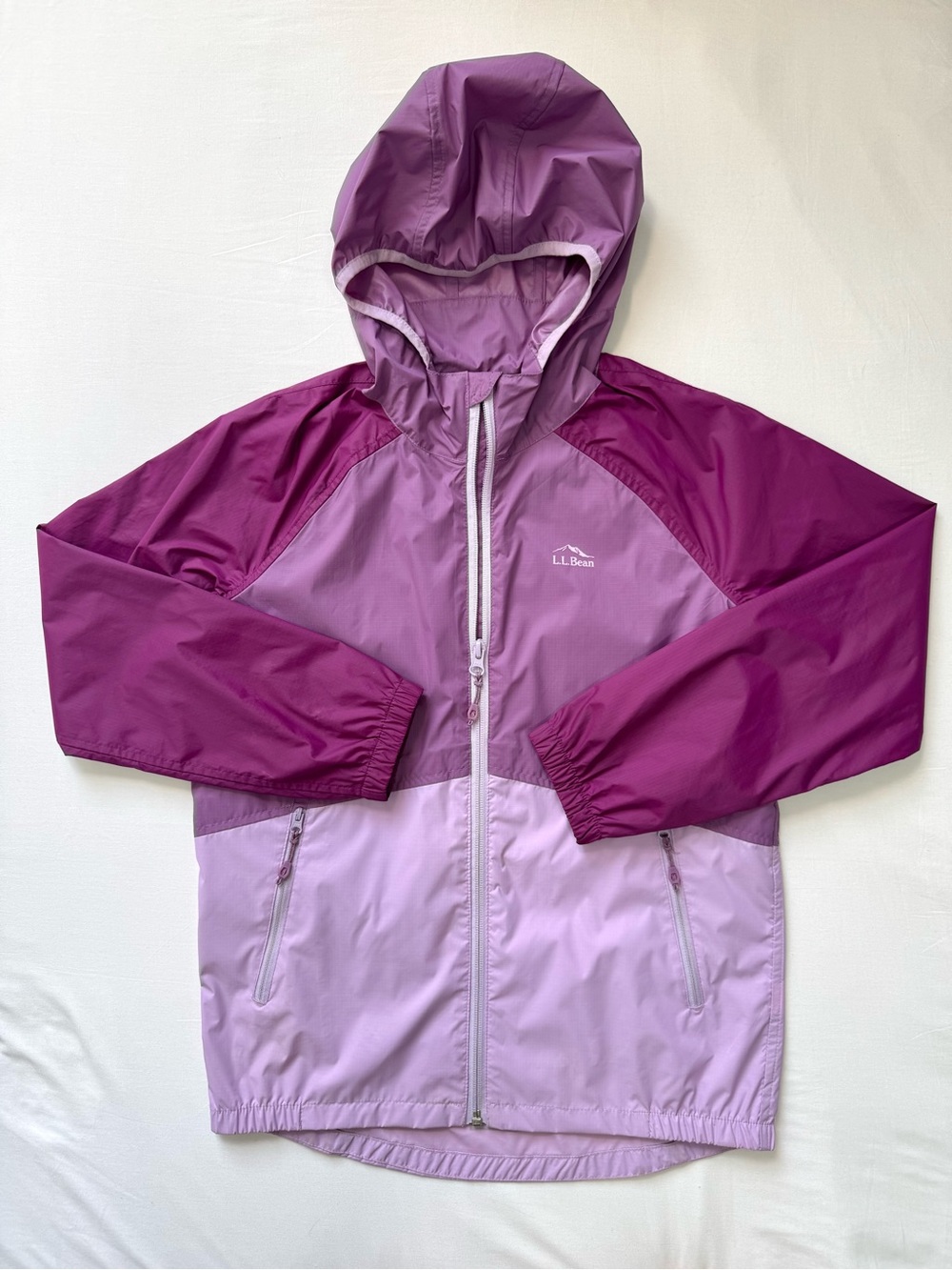 LL Bean Rain Jacket Kid’s Medium 10-12 Purple Lightweight Zip Up Outdoor School
